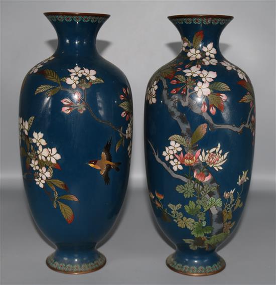 Pair cloisonne vases